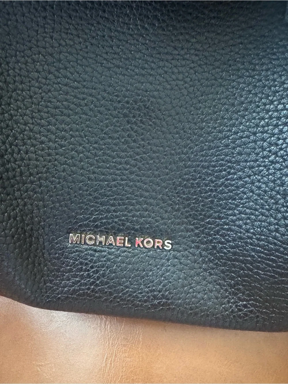 Michael Kors Black Pebbled Leather Shoulder Hobo with Gold Accents
